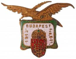 1913. Budapest 1913. aug. 6-15. zománcozott Br kitűző T:2,2- kis zománchiba