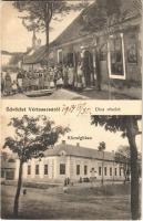1914 Vértesacsa, utca, Weisz üzlete, Községháza (r)
