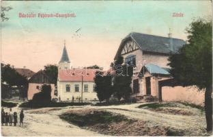 1912 Fehérvárcsurgó, Fejérvár-Csurgó; utcakép zárdával (lyukak / pinholes)