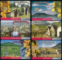 2000-2001 MATÁV magyar borvidék 6 db klf telefonkártya, benne 2000 és 10 000 példányos ritka darabok