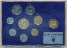 Ausztria 1982. 2gr-20Sch (8xklf) forgalmi sor + Bécsi Verde zseton, eredeti tokban T:PP Austria 1982. 2 Groschen - 20 Schilling (8xdiff) coin set + Vienna Mint token, in original case C:PP