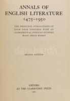 Annals of English literature. 1475-1950. Oxford, 1961, Clarendon Press. Angol nyelven. Kiadói aranyozott gerincű egészvászon-kötés.