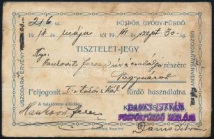 1944 Püspök gyógyfürdő jegy, kissé koszos