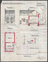 1907 Kispest Zrínyi utca 20. Dulovits Gyula építkezésének kézzel rajzolt terve 27x34 cm