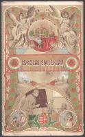 1909 Iskolai emléklap szép litografált leporelló 25 cm