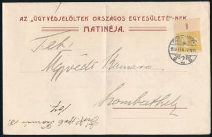 1906 Ügyvédjelöltek országos egyesülete meghívó matinéra