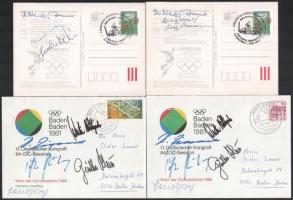 7 db magyar és külföldi levél és levelezőlap, olimpiai résztvevők aláírásaival (pl. Szondy István öttusázó)