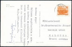 Ijjas József kalocsai érsek által aláírt képeslap