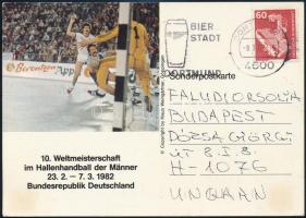 1982 A férfi kézilabda válogatott VB-n részt vett tagjainak aláírása levelezőlapon