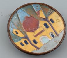 Ligeti Erika (1934-2004): Szentendre. Mázas kerámia tálka, jelzett, apró mázhibával d:10 cm