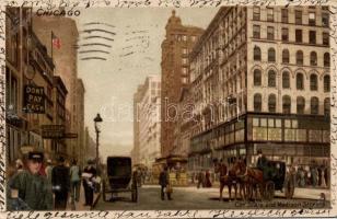 Chicago, Cor. State and Madison streets, tram, litho (EK)