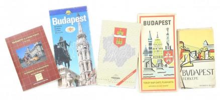 cca 1960-2000 5 db Budapest várostérkép, turistatérkép, Kartográfiai Vállalat/Térkép-Center