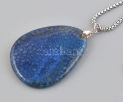 Csiszolt geoda medál, fém láncon, h: 60 cm