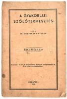 Dr. Kosinszky Viktor: A gyakorlati szőlőtermesztés. Bp., 1939, k.n. 95+(6) p. Viseltes kiadói papírkötés, foltos, kissé sérült, hátul szakadt borítóval, helyenként kissé foltos lapokkal, az utolsó lapokon szakadással.