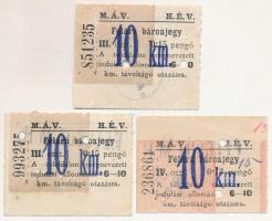 1930-1933. "M.Á.V. (Magyar királyi államvasutak) - Félárú bárcajegy III,IV. osztály" 10km-...