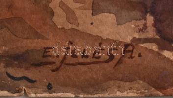 E. Illés A. jelzéssel: Malom.
Akvarell, papír. sérülésekkel, 48x63cm