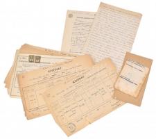 1919-1940 Anyakönyvi kivonatok, házassági kivonat, főiskolai leckekönyv stb. okmánybélyegekkel