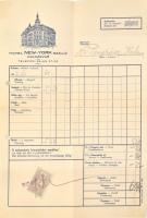 1942 Kolozsvár, Hotel New York szálló fejléces számlája, illetékbélyeggel