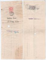 Miskolc / Zánka 1940-1942. 2db kitöltött váltó okmánybélyeggel, lyukasztással érvénytelenítve T:III