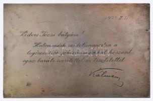 1933 Ezüst(Ag) levelezőlap, születésnapi jókívánságokkal, jelzett, 9×13,5 cm, nettó: 79,39 g
