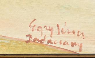 Egry József jelzéssel: Szivárvány, olaj, karton, üvegezett keretben, 23×31 cm