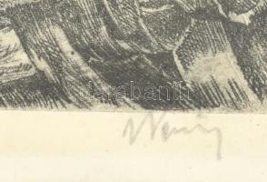 Olvashatatlan jelzéssel: Macskák, rézkarc, papír, jelzett, üvegezett keretben, 16×21 cm