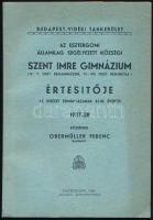 1938 Az Esztergomi Szent Imre gimnázium értesítóje