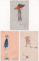 Pataky nővérek, később híressé vált művészek 17 kézzel festett szignált művészlapja. Rendkívül érdek...