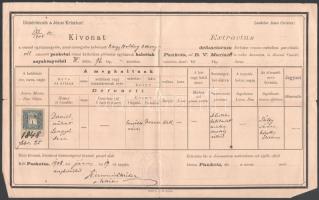 Pankota 1908 Halotti anyakönyvi kivonat