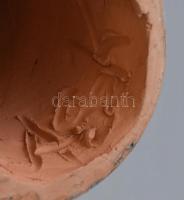 Antalfiné Szente Katalin: Nyújtózkodó, festett kerámia, hibátlan, jelzett, m:45cm