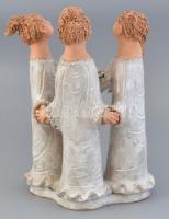 Antalfiné Szente Katalin: Három grácia, festett kerámia, hibátlan, jelzett, m:33cm