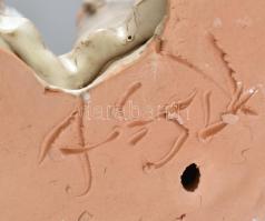 Antalfiné Szente Katalin: Három grácia, festett kerámia, hibátlan, jelzett, m:33cm