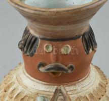 Kiss Roóz Ilona (1920-2010): Figurális váza, mázas kerámia, kézzel festett, jelzett, hibátlan, m: 14...