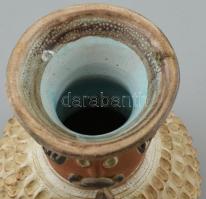 Kiss Roóz Ilona (1920-2010): Figurális váza, mázas kerámia, kézzel festett, jelzett, hibátlan, m: 14...