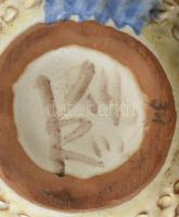 Kiss Roóz Ilona (1920-2010): Figurális váza, mázas kerámia, kézzel festett, jelzett, hibátlan, m: 14...