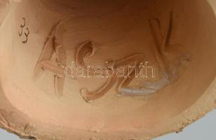 Antalfiné Szente Katalin: Koszorúslány, festett kerámia, apró lepattanások, jelzett, m:29cm