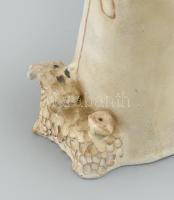 Antalfiné Szente Katalin: Kalapos lány puli kutyával, festett kerámia, hibátlan, jelzett, m:27cm