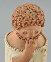 Antalfiné Szente Katalin: Szókratész, festett kerámia, hibátlan, jelzett, m:31cm