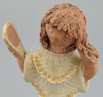 Antalfiné Szente Katalin: Lány tükörrel, festett kerámia, hibátlan, jelzett, m:29cm