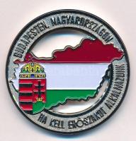 ~1990- MARINE SECURITY GUARD DETACHMENT BUDAPEST, HUNGARY / Budapesten, Magyarországon ha kell erőszakot alkalmazunk zománcozott, ezüstözött emlékérem (50mm) T:1