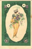 Lady with flowers. B.K.W.I. 134-1. s: August Patek (fl)