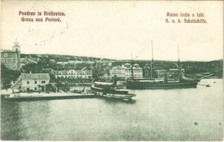 Kraljevica, Portoré, Porto Ré; Ratna ladja u luki / K.u.K. Schulschiffe / Austro-Hungarian Navy, K.u.K. Kriegsmarine school ship in the port