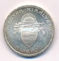 1938. 5P Ag "Szent István" T:1- patina 
Adamo P8.1