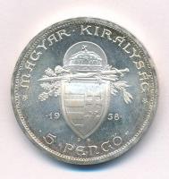 1938. 5P Ag "Szent István" T:1- patina 
Adamo P8.1