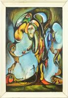 N. Gál János: Ébredések. Olaj, farost, keretben, jelzett, 50,5x35 cm  (Talán akkor vagyok legközelebb, ha azt mondom tárgyas meditációk mikor a gondolkodást kikapcsolom és valami belülről vezeti az ecsetet, akik és amik hatottak rám, Csontváry, Chagall, Bizánc.)  A festőművész szavai.