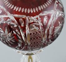 Kristály asztali lámpa, kristály lámaburával, Szép állapotban