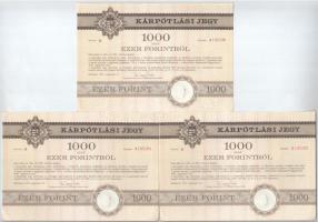 Budapest 1991. "Országos Kárrendezési és Kárpótlási Hivatal" kárpótlási jegye 1000Ft-ról (...