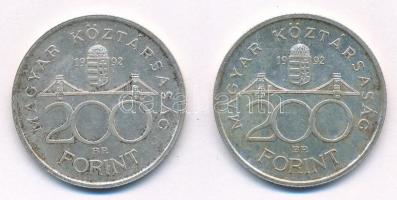 1992. 200Ft Ag "MNB" (2x) T:2 Adamo F13