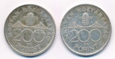1992. 200Ft Ag "MNB" (2x) T:2 patina Adamo F13