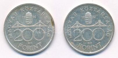 1992. 200Ft Ag "MNB" (2x) T:2 Adamo F13
